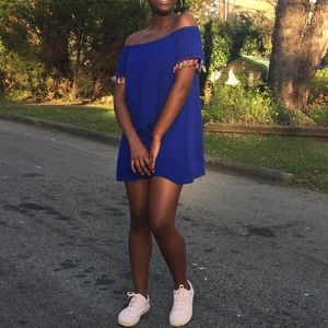 Blue Pom Pom Dress
